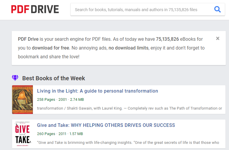 محرك بحث PDF Drive