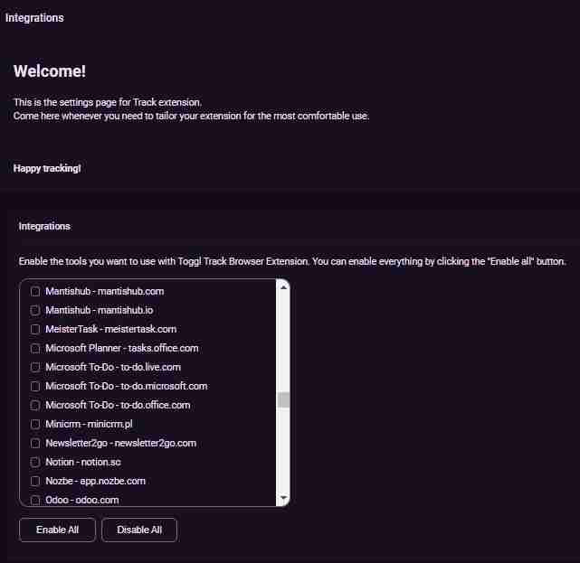 صورة توضح بعض الأدوات والبرامج التي تتكامل معها أداة Toggl Track