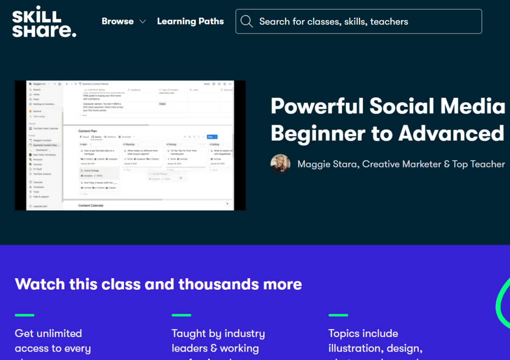 صورة شاشة توضح تفاصيل كورس Powerful Social Media Marketing From Beginner to Advanced