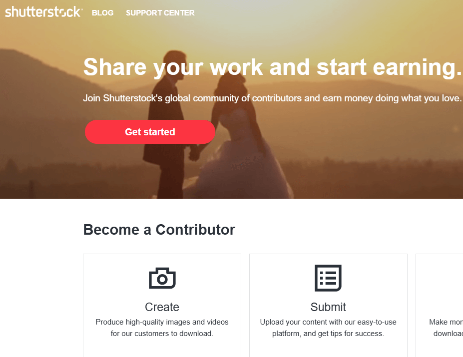 صورة شاشة من موقع موقع Shutterstock