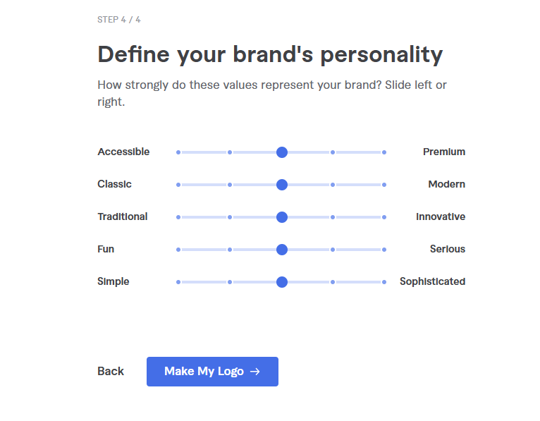 تحديد صفات العلامة التجارية مثل البساطة أو الحداثة أو المرح في الخطوة الرابعة والأخيرة.