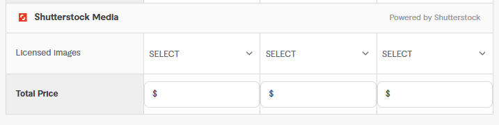 خيار إضافة صور مرخصة من Shutterstock إلى باقات خدمة فايفر.